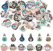 [HOBBIESAY] 48Pcs 12 Style Colorful Cat Charm Bulk Enamel Light Bulb Charms Animal Alloy Metal Pendants for DIY Bracelets Earring Keychains Jewelry Making,Hole:1.6-1.8mm