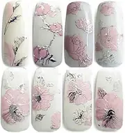 Nail Art Stickers 2 Sheets Nail Decals 3D Art Stickers Decals DIY Decorations Water Transfer Care Adhesive Manicure