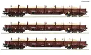ROCO 77042 DR Set 3 Carriages With Low Sides Type RES “Sand Train”