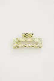 Green Check Claw Clip