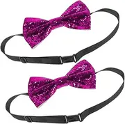 [VALICLUD] Adjustable Glitter Bow Ties for Men Rosy PU Butterfly Ties for Weddings Parties and Costumes Durable Pre Tied Bowties for Elegant Banquets and Stage Performances