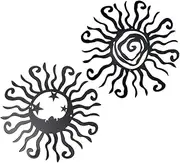 MERRYHAPY 2pcs Metal Sun Wall Art Iron Wall Decor Sun-Shaped Hanging for Home Decor Outdoor