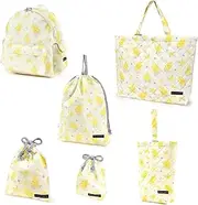 COLORFUL CANDY STYLE NT806900 Kindergarten Entrance School Entrance 6-Piece Set, Lesson Bag, Quilting (Gusseted), Shoe Case, Drawstring Bag, Gymnastics Clothing Bag, Lunch Bag, Cup Bag, Small Items,
