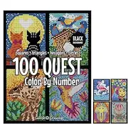 100 Quests Color by Number - Book/duos Tip Watercolor Pens, Coloring Exploration Color Quests Activity Book for Kids Adult, Paint by Number Coloring Book, Water-Based Double-Headed Watercolor Pen