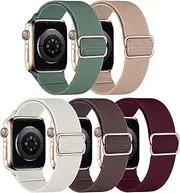 5 Pack Nylon Watch Bands for Apple Watch,T Tersely Stretchy Solo Loop Bands for Apple Watch Band 38/40/41/42/44/45/46/49mm for Women Men,Nylon Elastic Braided Strap for iWatch Ultra 2,Series 10/9/8/7/6/5/4/3/2/1/SE