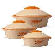 Milton Crisp Dlx Insulated Inner Steel Casserole, Set of 3- Free Delivery