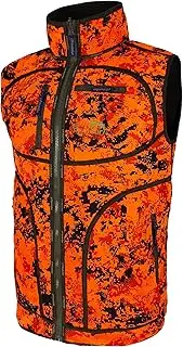 [Full mundur] Blaze Orange Camo Hunting Reversible Vest for Men Windstop Waterproof, Orange Blaze Camo/Melange Green, M