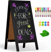 A-Frame Double-Sided Magnetic Chalkboard 40"X20", Solid Pine Wood Freestanding S