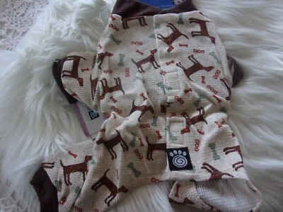 Dog Print Thermal Pajamas S Pjs new puppy Petrageous small jumpsuit
