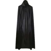 Halloween Black Cape 140cm Costume Fancy Dress Cloak Robe Vampire Witch Wizard