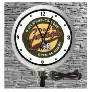 Dads Garage Lighted Wall Mount White Gas Pump Globe Advertising Quartz Clock