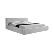 Bed Frame King Queen Size Fabric Upholstery in KD slat in White