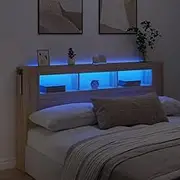 Bed Headboard LED, Beds Head Frame LED Headboard Sonoma Oak 180 cm Engineered Wood