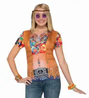 Forum Women's Instant Hippie Lady Sublimation Printed T-shirt Size XL up to 16
