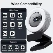 Web Camera with Microphone and Privacy Cover, USB Plug&Play Computer Camera for