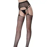 CindyLove Fishnet Thigh High Stockings with Garter