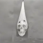 Halloween Decorations Hanging Outdoor, 50cm Scary Skull with LED Red Eyes, White