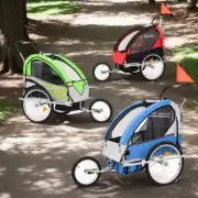 Kids Bike Trailer Foldable 3-Wheel Lightweight Portable Bicycle Pram Stroller