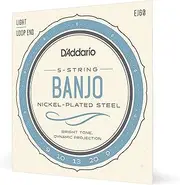 D'Addario Banjo Strings, Nickel-Plated Steel, EJ60, Light Gauge 9-20, 5-String Set, Pack of 1