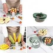 Apple/orange/mango/tomato slicer, 8 edge cutter, stainless steel super sharp blade, large size fruit cutter and divider, fruit and vegetable divider, various fruit divider, green