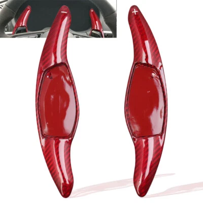 Real Carbon Fiber Red Steering Wheel Shift Paddle Extension Fits 16-20 8V RS3 (for: Audi)