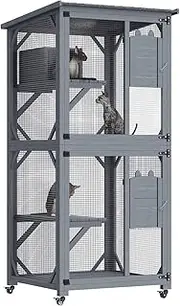 Pet Cat Shelter Condo with Escape Door Wooden Kitten Cage House