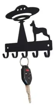UFO & Great Dane Key Rack with 5 Hooks - Made in USA