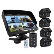 7" Quad Monitor Split Screen Reversing 4 Camera IR CCD 4PIN Kit Truck 24V/12V