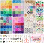 Friendship Bracelet Making Kit 6 Box 9000PCS Clay Beads 5000PCS Glass Seed Beads