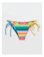 [Aerie] Shine Rib Cheekiest Tie Bikini Bottom in Tropadelic