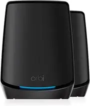 NETGEAR Orbi Tri-Band WiFi 6 Mesh System (RBK862SB) – Router + 1 Satellite Extender, Security Features, Up to 6 Gbps, Covers up to 360 sq. m., 100 Devices, 10 Gig Internet Port, Black