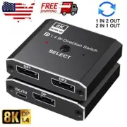 US Displayport Switch DP 1.4 Bi-directional Switcher Splitter 2X1 1X2 8K@30Hz 4K