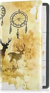 Pu Leather Car Registration and Insurance Card Holder Men Women Vehicle Glove Box for Driver Auto Owners Trailer Motorcycle Boat Western Cowboy Dream Catchers Tribal Deer