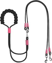 Double Dog Strap - Two Dog Rope Pet Strap | Double Bungee | Small Medium Animals Outdoor Tool with Adjustable Length for Walking, Running, Hiking, Camping