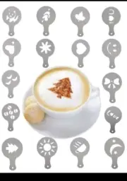 16 Pcs/set PP Coffee Stencil,heart &brow Pattern Coffee Spray Template For...