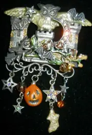 KIRKS FOLLY RARE/SIGNED "HALLOWEEN HOUSE OF SPIRITS BROOCH" NEW OLD STOCK!