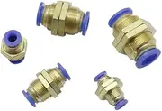 5Pcs Brass Air Pneumatic Straight Bulkhead Union 4/6/8/10/12mm OD Pipe One Touch Push Into Gas Connector Slip Lock Quick Joints(Diameter 4mm)