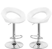 ALFORDSON 2pcs Bar Stool PU Leather Kitchen Barstools with Swivel Seat in 53.5-74.5cm Adjustable Seat Height Home Counter Dining Chairs with Footrest & Floor Protector (Ovadia White)