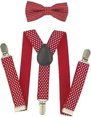 [DuBom] Child Kids Boys Suspenders Bowtie Set - Adjustable Suspender Set for Boys and Girls