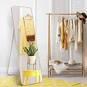 Full Length Mirror Full Body Floor Mirror with Stand Wall Hanging Leaning Aluminium Alloy Frame for Bedroom Dressing Room Hallway 45x2x140cm Gold