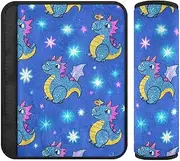 Fake Glitter Cartoon Dragon Blue 2 Pack car seat Strap Pads, Stop seat Belt Cutting into Neck, Shoulder Pads for seat Belt for Sedan Most Cars Van 10x7.7 in Protector para cinturón