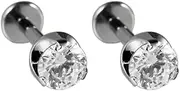 [Niaspi] 16G G23 Titanium Round CZ Cartilage Flat Back Earrings Studs for Women Men Internally Threaded Conch Helix Stud Earring Labret Monroe Lip Rings Medusa Piercing Jewelry 8mm