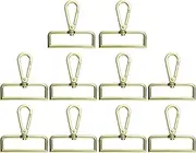 uxcell 10pcs Metal D Ring Lobster Claw Clasps 2" (50.8mm) Zinc Alloy 360 Degree Swivel Trigger Push Gate Snap Hooks for Keychains Jewelry Strap DIY Crafts, Bright Gold