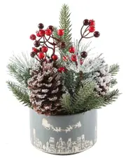 Flora Bunda Xmas Mix In 5In Gray Cityscape Ceramic