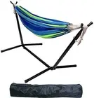 Double Hammock with Space Saving Steel Stand and Portable Carrying Case 450-P...