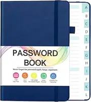 Password Book with Alphabetical Tabs, Password Keeper Book with Color Pages, Password Notebook Organizer for Website Logins, Gifts for Home and Work, 5.3" X 7.7", Navy Blue