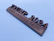 1Pc Trump 2024 Taking America Back Emblem 3D Badge Door Fender Tailgate Black