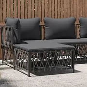 Garden Footstool with Cushion Anthracite Woven Fabric,Contemporary Garden Footstool with Sturdy Steel Frame and Comfortable Cushion for Outdoor Relaxation Outdoor Sectional Sofa Units