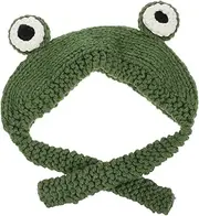 [MOBUTOFU] Cute Frog Head Hat Knit Cap Knitted Yarn Beanie for Men Women Winter Fashion Accessory Big Eyes Cm