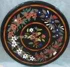 24 Inches Round Marble Kitchen Table Bird Design Inlay Work Coffee Table Top